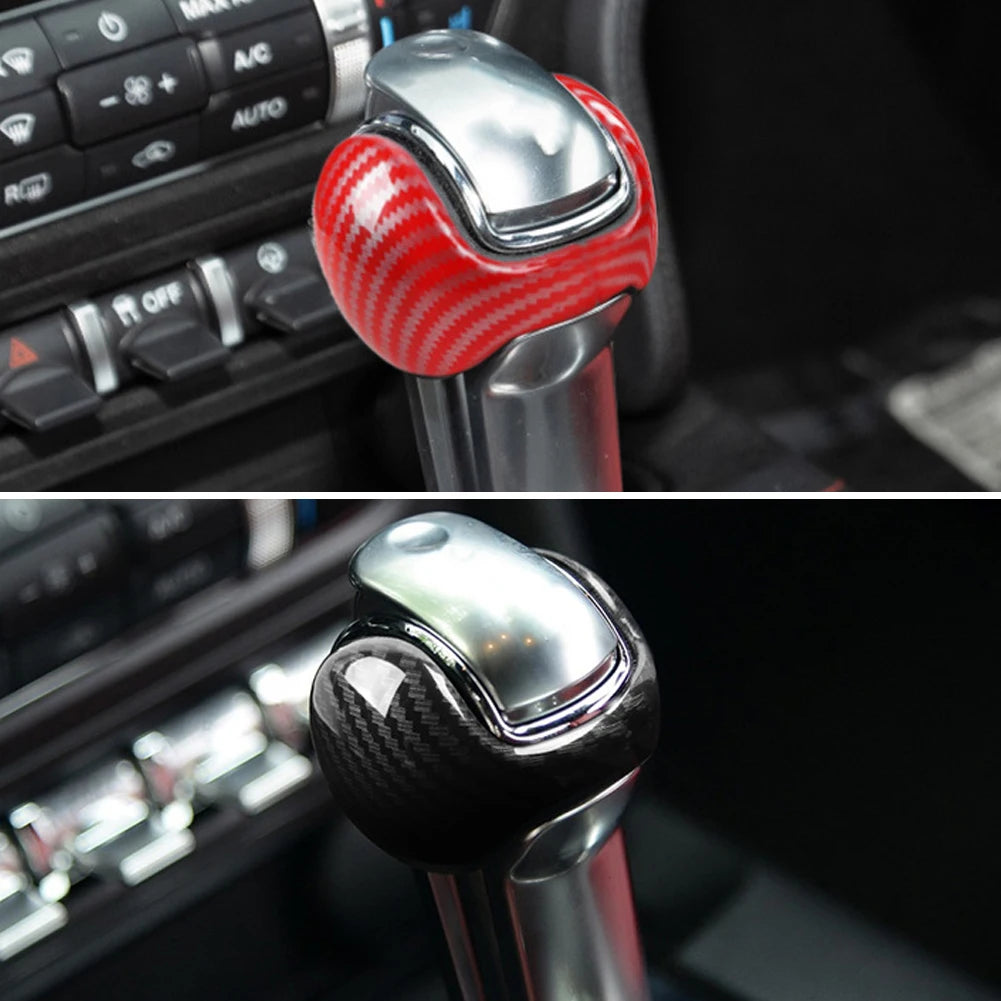 Car Gear Shift Knob Cover Trim Auto Interior Sticker Carbon Fiber Accessorie For Ford Mustang 2015 2016 2017 2018 2019 2020 2021