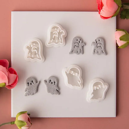 Halloween Series Cute Ghost Different Shape Clay Molds Clay Cutting Molds For DIY Earrings Jewelry Making Hand Tools