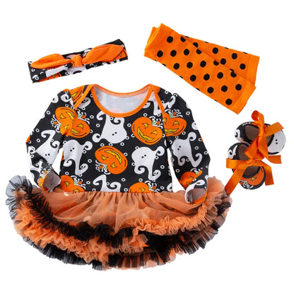 0-24M Baby Girl Boy Costume Pumpkin Clothes Newborn Romper Infant Tutu Dress Outfit Cosplay Bodysuit Toddler Halloween Clothes