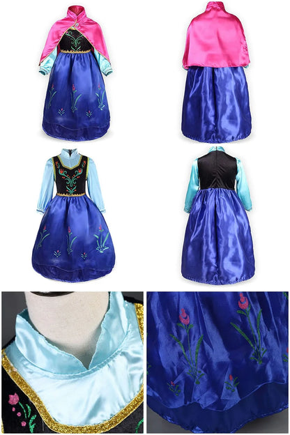 Elsa Costume for Girls Kids Christmas Cosplay Anna Snow Queen 2 Fancy Princess Dress Children Halloween Birthday Party Clothing