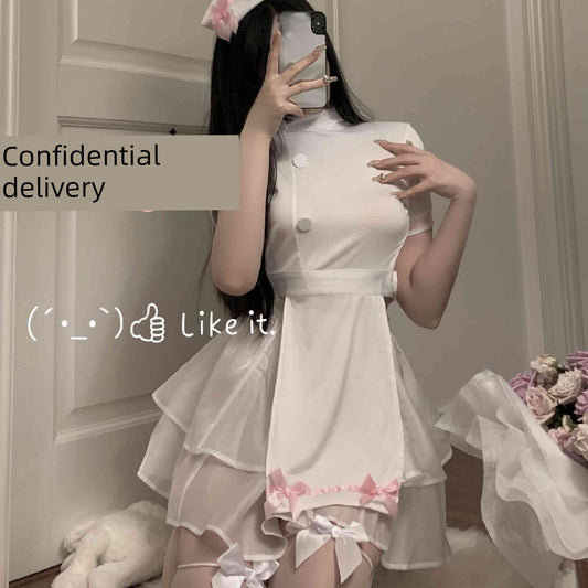 New Sexy Open Back Nurse Uniform Maid Halloween Cosplay Cos Suit Cut Out Nightdress