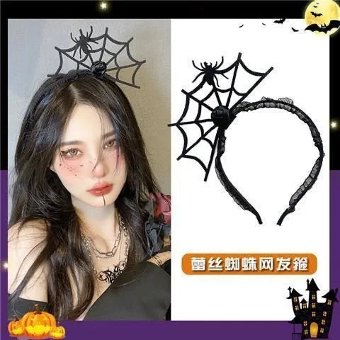 Halloween Devil Hair Band Halloween Party Decoration Spider Web Witch Dance Headband Photo Props Ghost Festival Bat Head Hoop