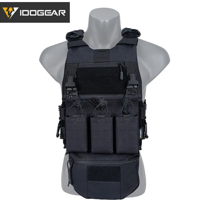 IDOGEAR Tactical FCSK 3.0EX Plate Carrier MOLLE Vest  with Triple Magazine Pouch For 5.56mm Drop Pouch Shoulder Pads