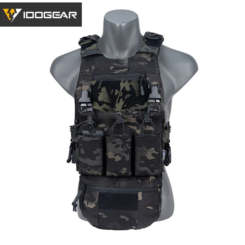 IDOGEAR Tactical FCSK 3.0EX Plate Carrier MOLLE Vest  with Triple Magazine Pouch For 5.56mm Drop Pouch Shoulder Pads