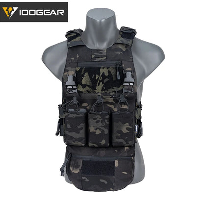 IDOGEAR Tactical FCSK 3.0EX Plate Carrier MOLLE Vest  with Triple Magazine Pouch For 5.56mm Drop Pouch Shoulder Pads