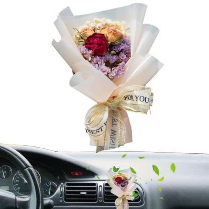 Mini Bouquet Flowers For Car Air Freshener Dry Flower Freshener Perfume Car Decorative Ornament Automotive Interior Accessories