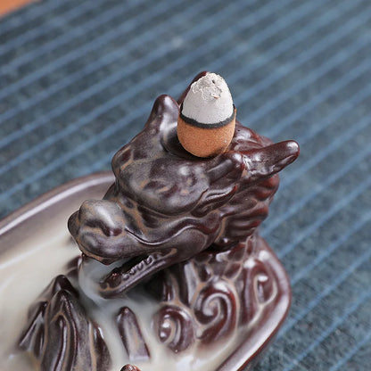 Backflow Incense Burner Ceramic Purple Sand Incense Stove Zen Buddhist Hand Incense Stick Holder Home Office Decoration Ornament