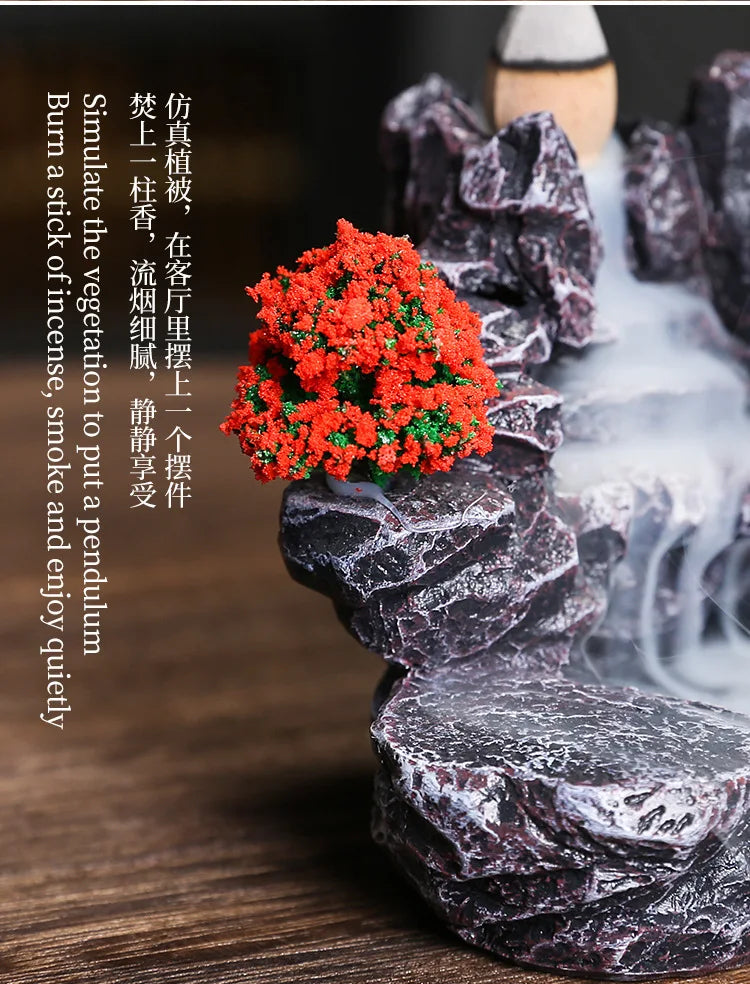 Resin landscape waterfall aromatherapy stove ornaments creative home interior Zen backflow incense stove decorations