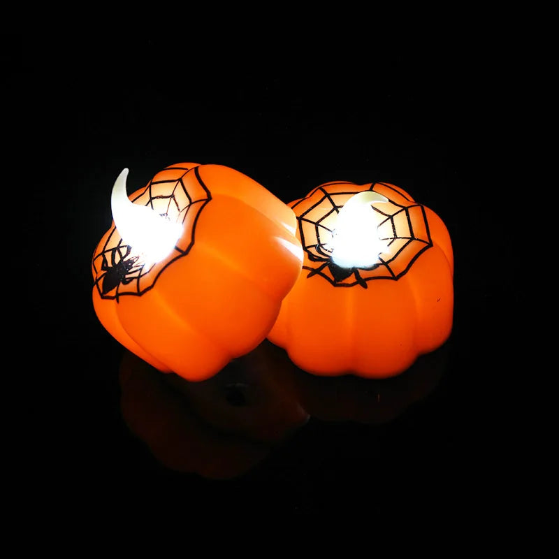 6pcs LED Pumpkin Light Halloween 2 styles Decorations Ornaments Flickering Flameless Nigh Lamp Holloween Party Decoration Supply