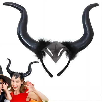 Black Halloween Cosplay Witch Horn Headband Headwear Party Christmas Party Holloween Cosplay Costume Magic Headbands Accessoires