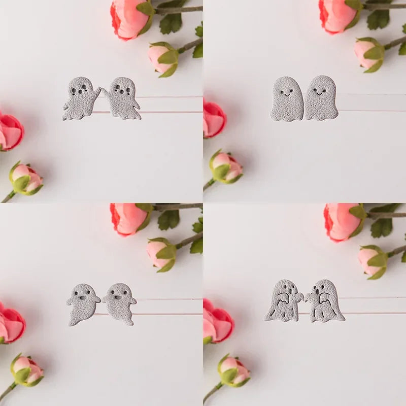 Halloween Series Cute Ghost Different Shape Clay Molds Clay Cutting Molds For DIY Earrings Jewelry Making Hand Tools