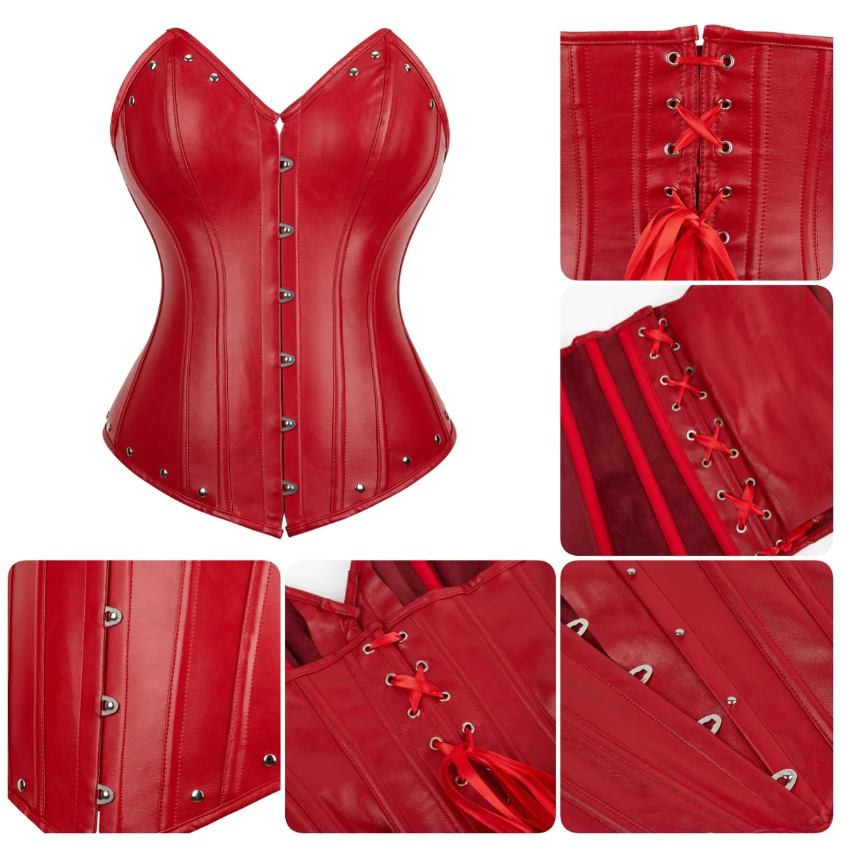 Womens Corset Top Pirate Leather Bustier Steampunk Overbust Bodyshapers Goth Corsets Sexy Party Night Outfits Halloween Costumes