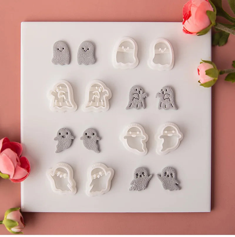 Halloween Series Cute Ghost Different Shape Clay Molds Clay Cutting Molds For DIY Earrings Jewelry Making Hand Tools