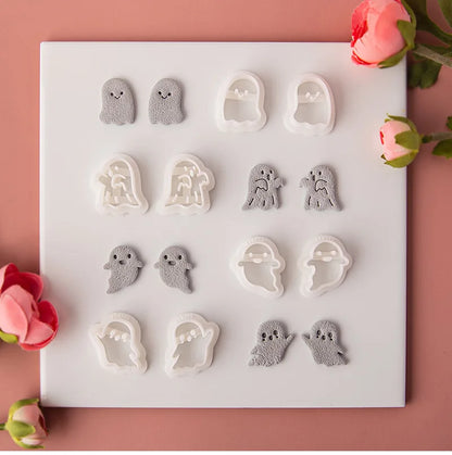 Halloween Series Cute Ghost Different Shape Clay Molds Clay Cutting Molds For DIY Earrings Jewelry Making Hand Tools