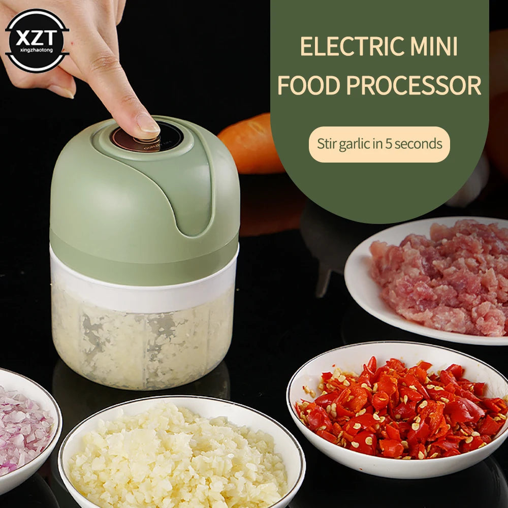 Mini Electric Garlic Chopper USB Meat Grinder Garlic Masher Machine Sturdy Durable Crushed Ginger Vegetable Crusher Kitchen Tool