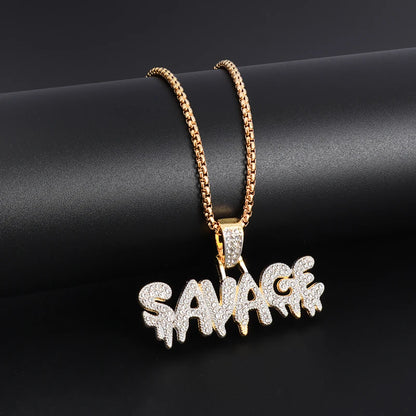 Classic Fashion Necklace Men and Women Hip Hop Punk Letter Micro Inlaid Sliding Pendant Long Necklace