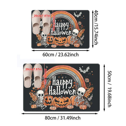 1pc Halloween Floor Mat Non-slip Anti-fouling Kitchen Mats Pumpkin Skeleton Party Decoration Floor Rug Absorbent Bathroom Mat