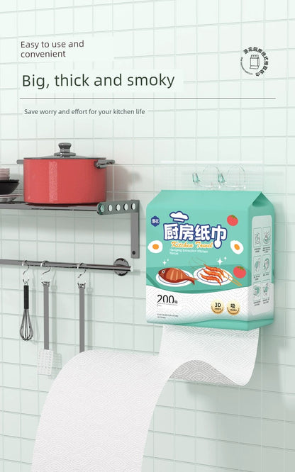 Manhua Kitchen Tissue Hanging Extraction Type Oil Absorption Absorbent Paper Towels Kitchen Special Paper Extraction Cooking Paper 200 Pumping Big Bag