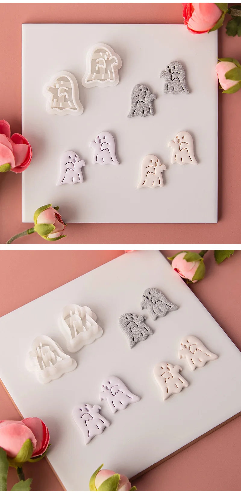 Halloween Series Cute Ghost Different Shape Clay Molds Clay Cutting Molds For DIY Earrings Jewelry Making Hand Tools