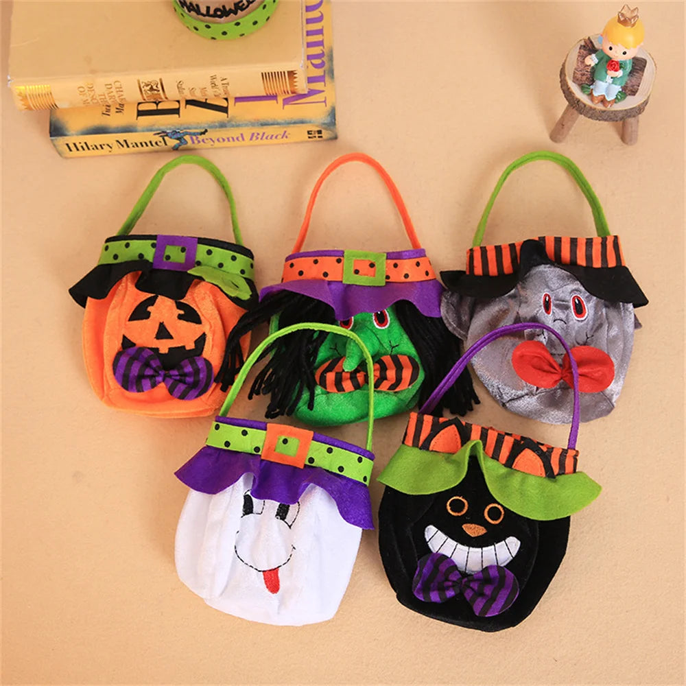 1Pcs Happy Halloween Cotton Hand Bags Vampire Ghost Pumpkin Witch Gift Bags for Halloween Trick or Treat Party Supplies Cany Bag