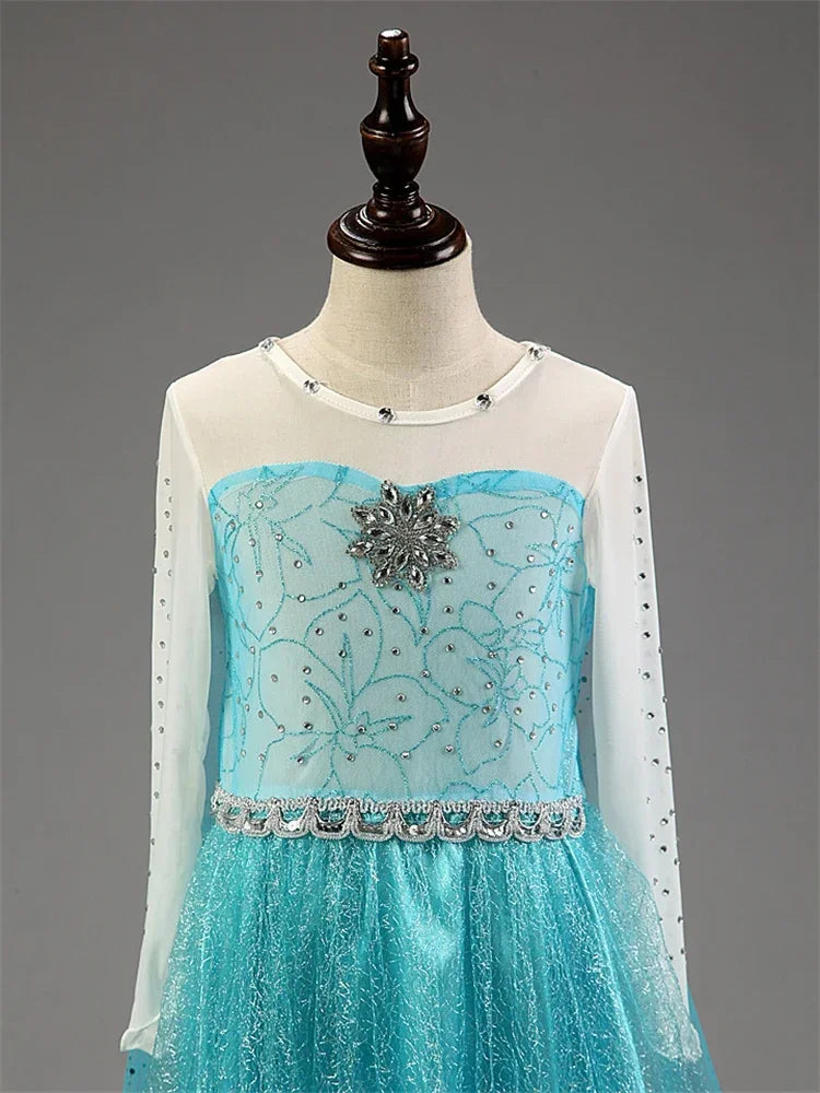 2024 Fancy Queen Frozen Elsa Anna Costume Girls Princess Dress Toddler Halloween Cosplay Party Vestidos For 3-10 Years