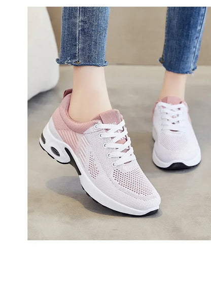 New Running Shoes Ladies Breathable Sneakers Summer Light Mesh Air Cushion Women's Sports Shoes Outdoor Lace Up Training Shoes