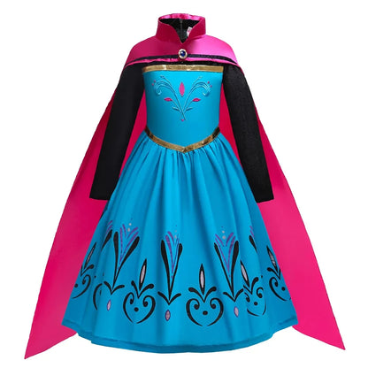 2024 Winter Kid Elsa Anna Costume Girl Birthday Dress Children Snow Queen Performance Fantasy Princess Evening Halloween Costume