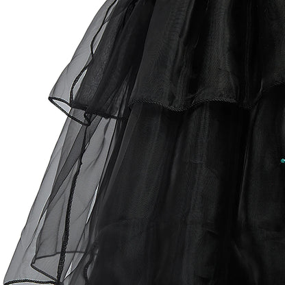 Girl Wednesday Costume Kids Addams Cosplay Black Princess Dress Children Pageant Dinner Dress Girl Halloween Party Dancing Cloth