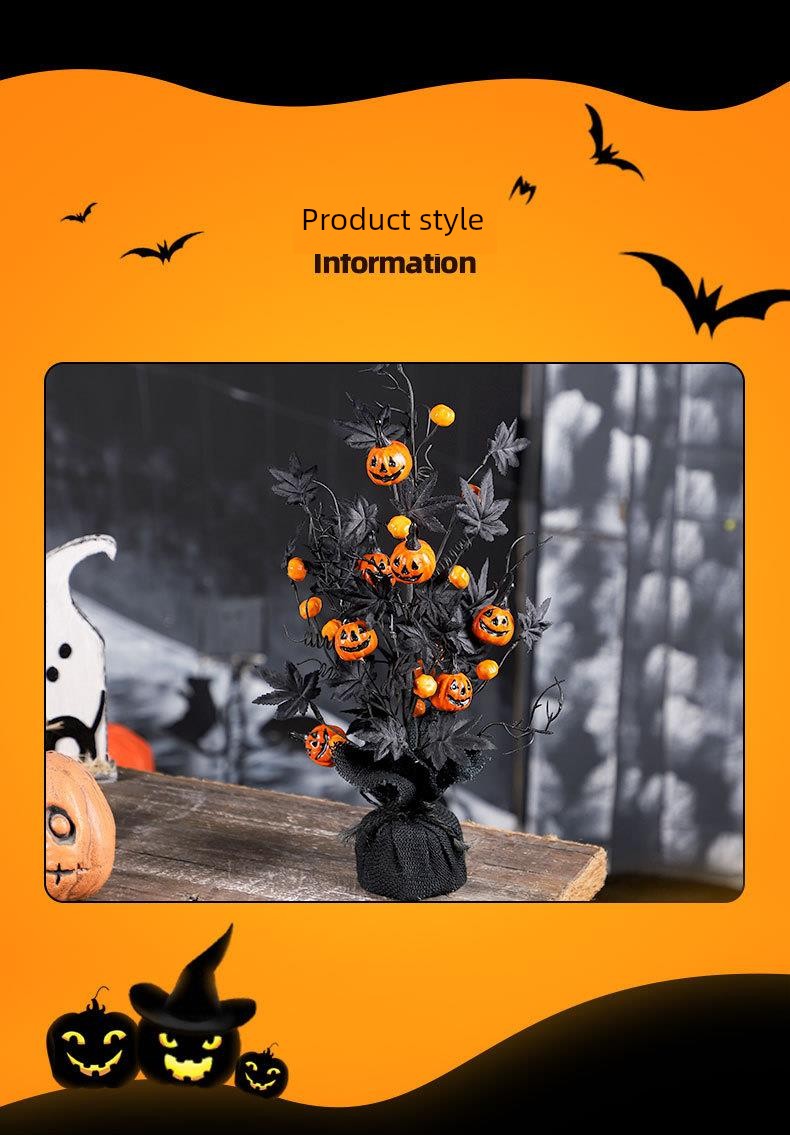 Halloween New Decoration Ins Wind Horror Pumpkin Maple Leaf Decorative Tree Home Party Decoration