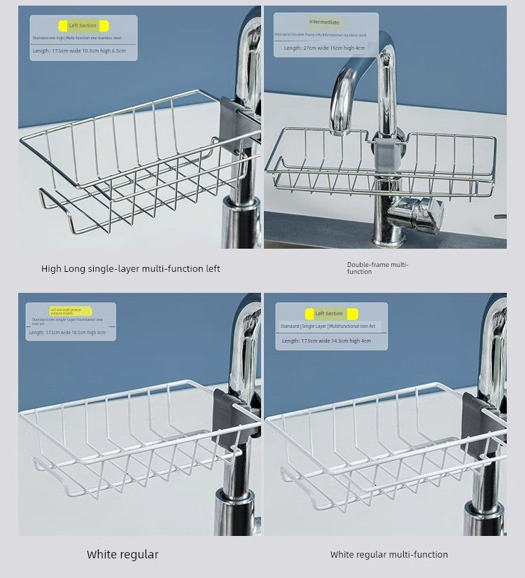 Stainless Steel For Home Sponge and Cloth Racks Hanging on a Faucet