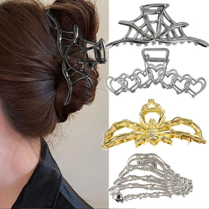 New Spider Web Metal Hair Crab Clips Alloy Halloween Hair Claw Clips Hairgrip Hairpin Barrette Clamps Party Hair Accessories