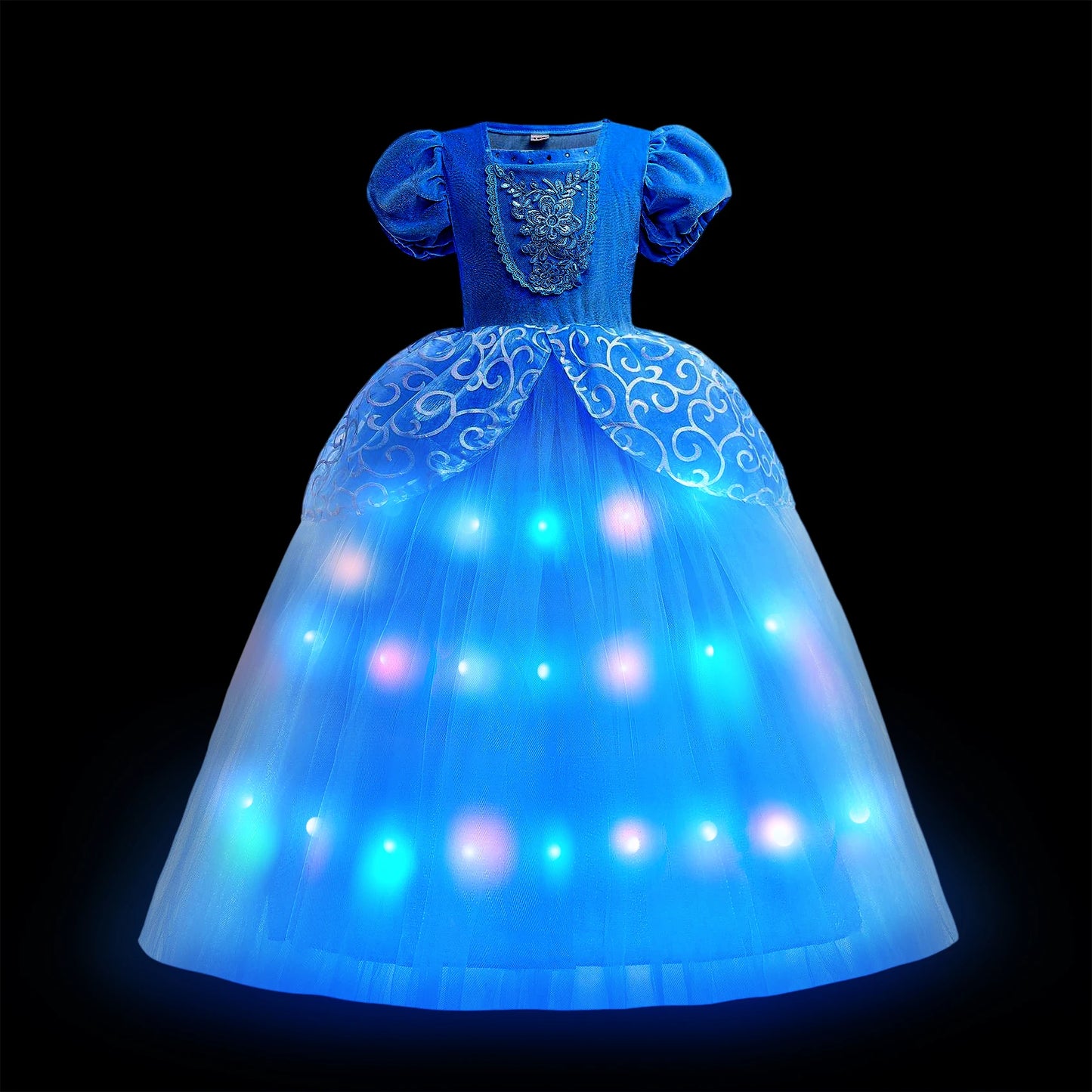 Disney 2024 Evening Party Girls LED Lights Frozen Elsa Anna Princess Ariel Dress Coslplay Halloween Luminous Prom Gowns