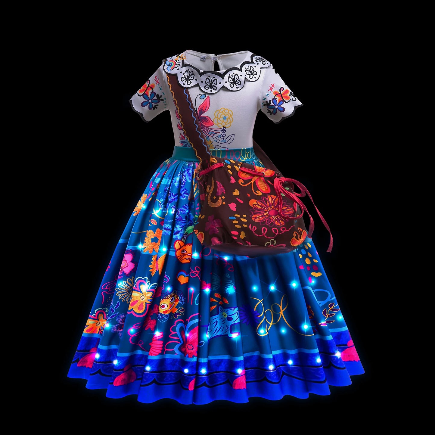 Disney 2024 Evening Party Girls LED Lights Frozen Elsa Anna Princess Ariel Dress Coslplay Halloween Luminous Prom Gowns