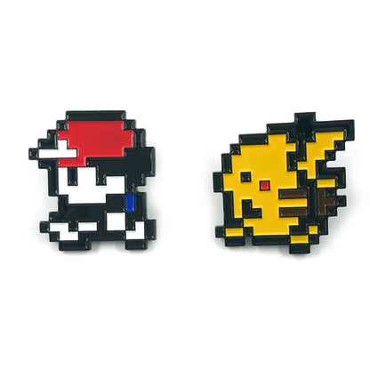 Pokemon Cartoon Brooch Pikachu Ash Ketchum Anime Figure Badges Lapel Pin Women's Accessories Couples Halloween Gifts