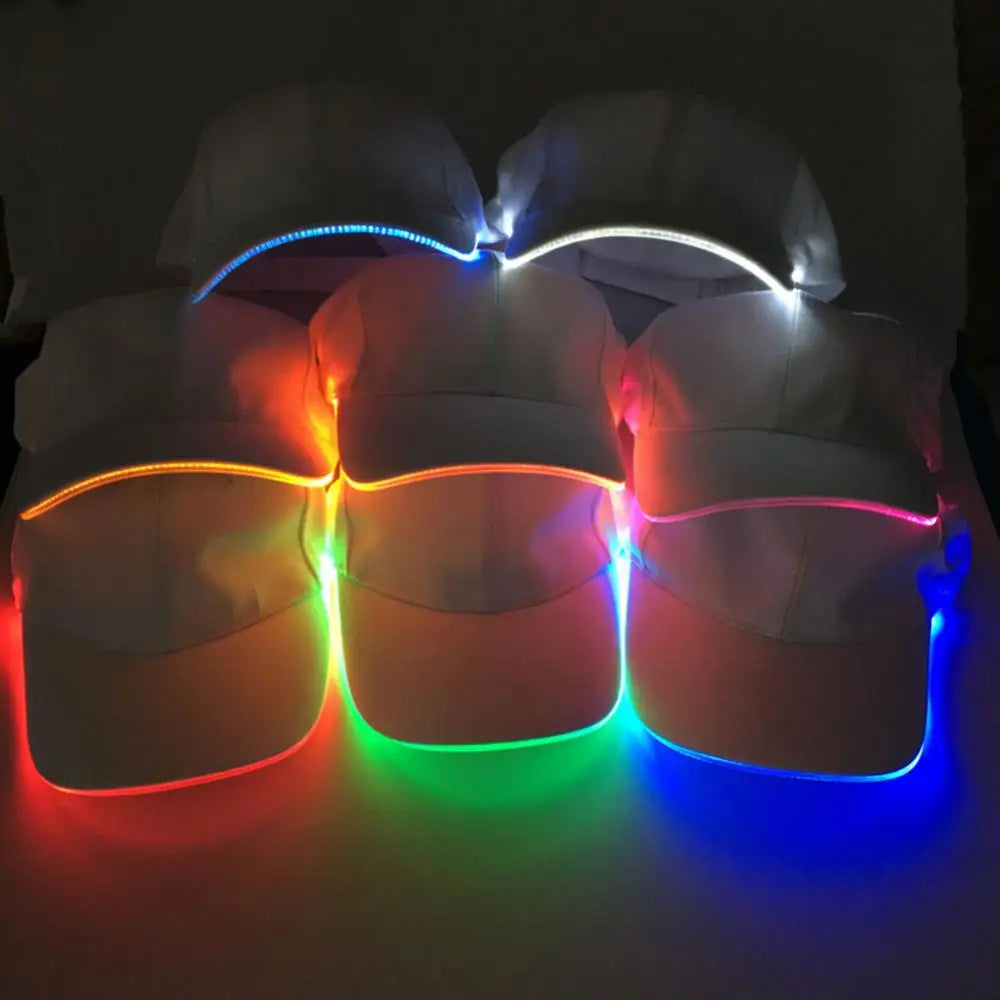 Colorful LED Flashing Baseball Cap Hip Hop Luminous Baseball Hat Christmas Halloween Party Peaked Cap Gentleman Performance Hat