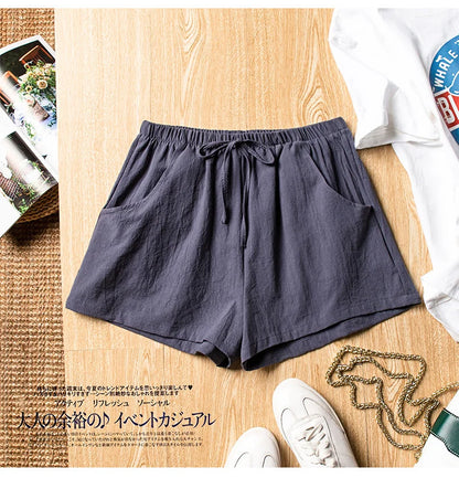 Casual Linen Shorts Women Gym Workout Shorts Cotton Short Pants High Waisted Black Ladies Short Femme Women Shorts Sport Femme