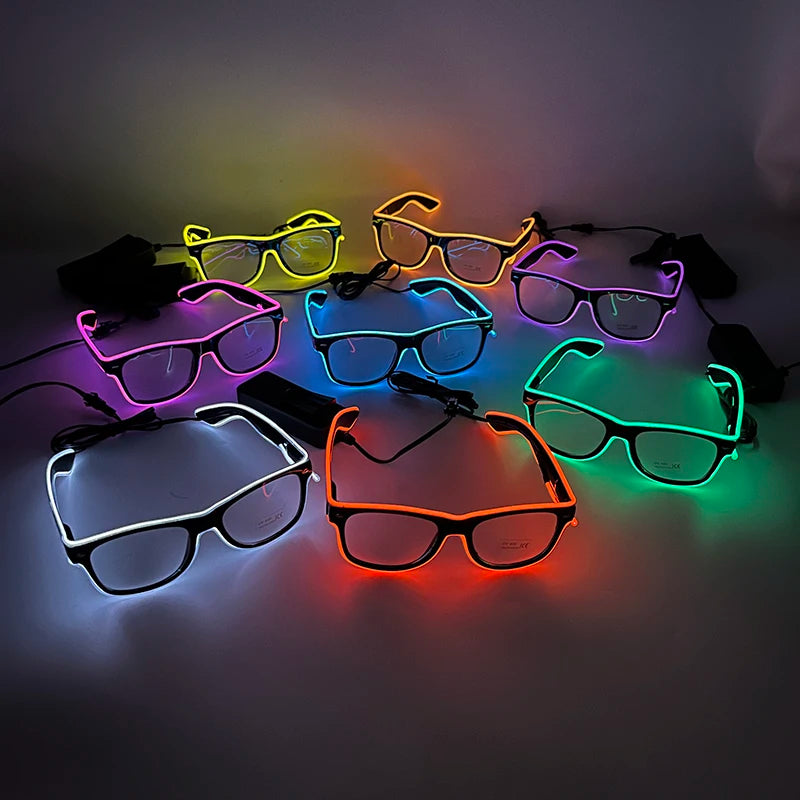 Halloween Eyes Glasses EL Wire Glowing Eyewear LED Light Up Costume Glasses Festival Party Decoration Photography Props