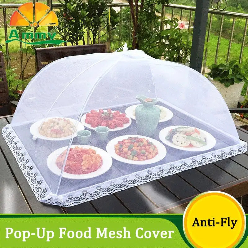 Foldable Food Mesh Cover Fly Anti Mosquito Pop-Up Food Cover Umbrella Meal Vegetable Fruit Breathable Cover Kitchen Accessories