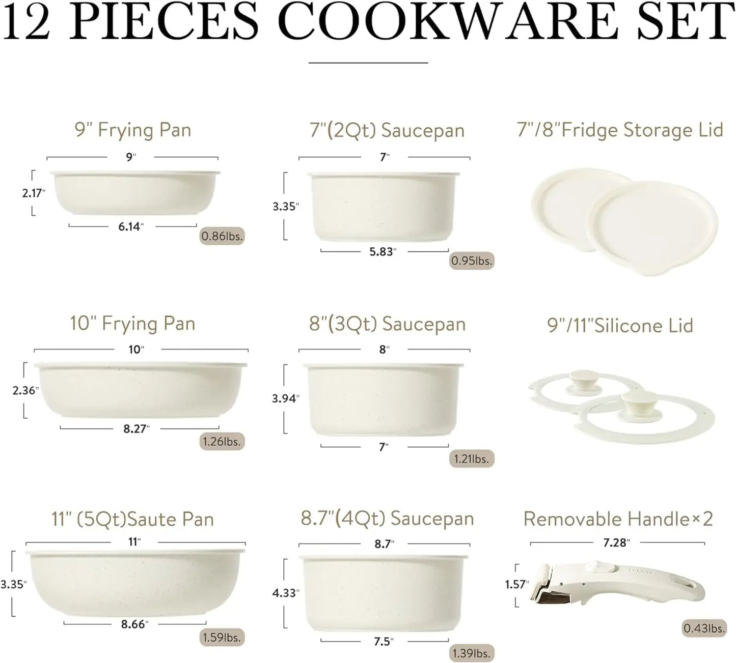 11pcs Pots and Pans Set, Nonstick Cookware Sets Detachable Handle, Induction RV Kitchen Set Removable Handle