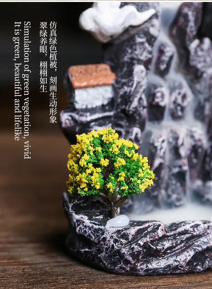 Resin landscape waterfall aromatherapy stove ornaments creative home interior Zen backflow incense stove decorations