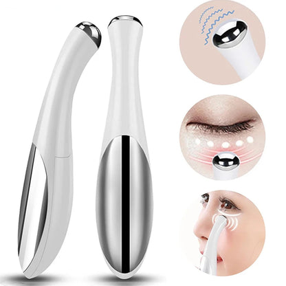 Electric Eye Massager Vibration Wrinkle Anti-Ageing Eye Massage Dark Circle Removal Beauty Face Eye Care Pen Pink and White