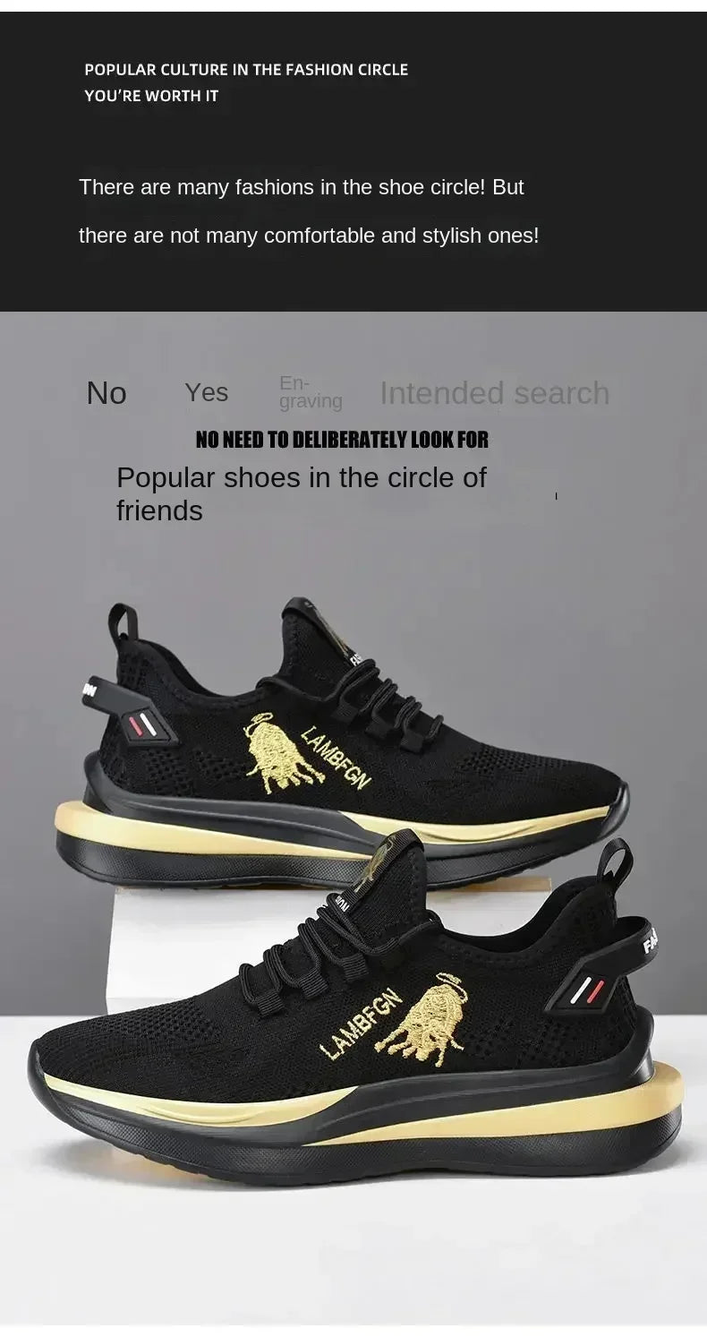 1Pair Big Size Sneakers Shoes for Men Lightweight Breathable Running Walking Male Footwear Soft Sole Lace-up Shoes Man Scarpe