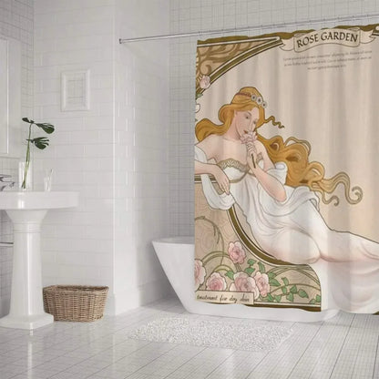 Shower Curtain By Ho Me Lili Waterproof Elegant Mucha Art Nouveau Style Goddess Myth Polyester Decor Bathroom Easy Install