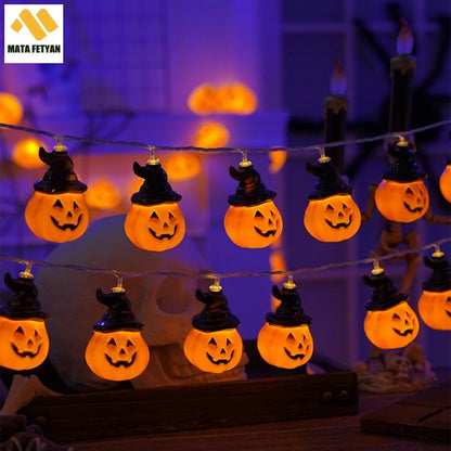 1.5M 10LED Halloween String Lights Horror Pumpkin Skeleton Specter Hanging Ornaments Happy Holloween Party Carnival Decors Props