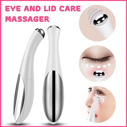 Electric Eye Massager Vibration Wrinkle Anti-Ageing Eye Massage Dark Circle Removal Beauty Face Eye Care Pen Pink and White