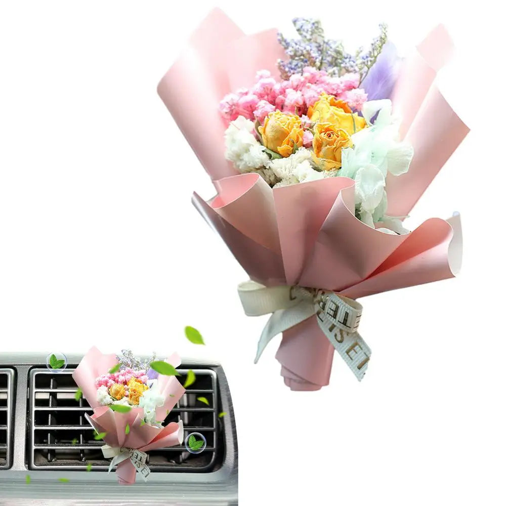 Mini Dried Flower Bouquet For Car Mini Immortal Bouquet Car Decor Car Air Freshener Automotive Interior Accessories Interior Car