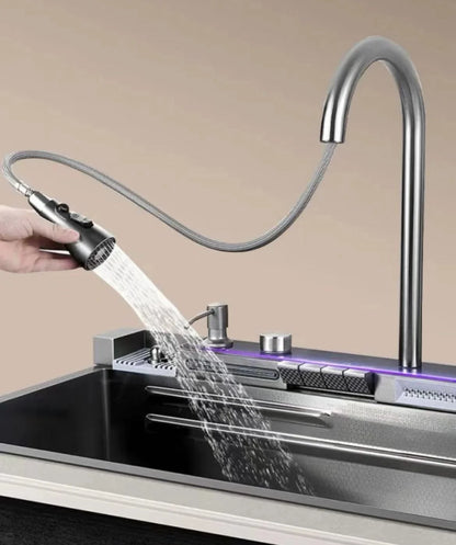 Kitchen sink, waterfall faucet, large single sink, 304 stainless steel sink, manufacturer's lowest direct selling price