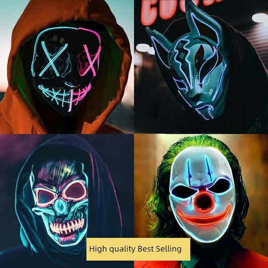 Led Glowing Clown Full Face Horror Children's Mask