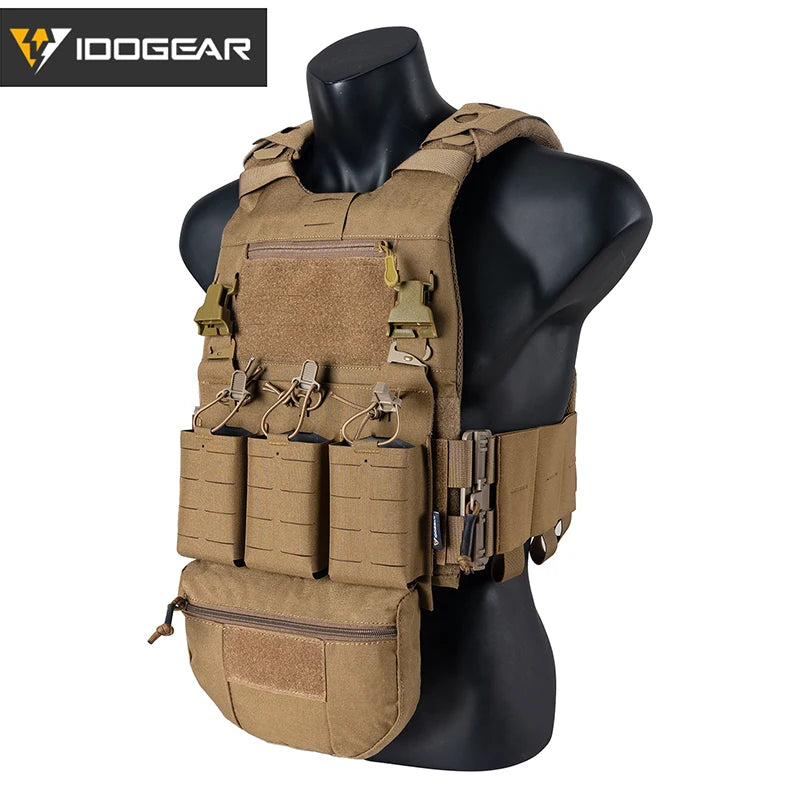 IDOGEAR Tactical FCSK 3.0EX Plate Carrier MOLLE Vest  with Triple Magazine Pouch For 5.56mm Drop Pouch Shoulder Pads