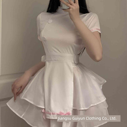 New Sexy Open Back Nurse Uniform Maid Halloween Cosplay Cos Suit Cut Out Nightdress